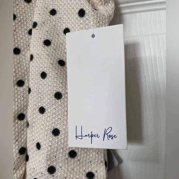 Harper Rose 🌹Golden Metallic Polka Dot Fit & Flare Sleeveless Dress w/Pockets - Picture 3 of 8